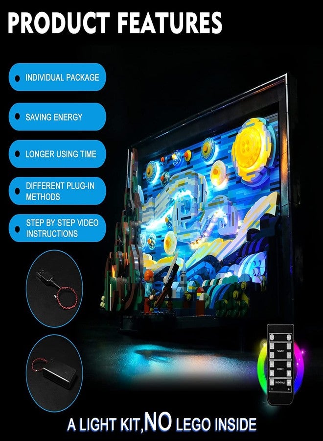 BrickBling Light Kit Compatible with Lego 21333 Vincent Van Gogh - The Starry Night (Bricks Not Included), DIY Lighting Compatible with Lego Starry Night Remote Control Version - Image 5
